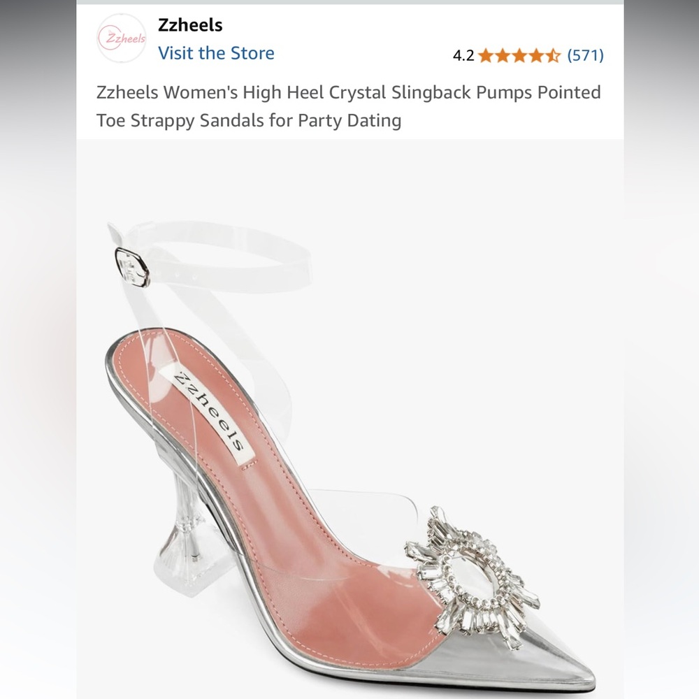NEW High Heel Crystal Slingback Pumps